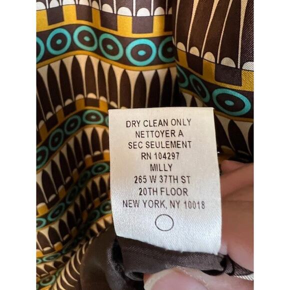 Milly Of New York 100% Silk Short-Sleeve Tribal-Print Dress Sz 4 Lined - Picture 7 of 9